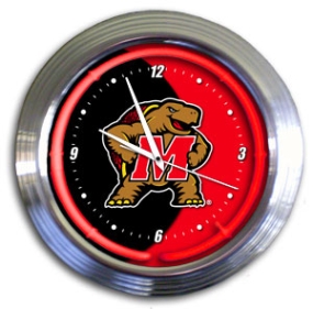 Maryland Terrapins Chrome Neon Clock