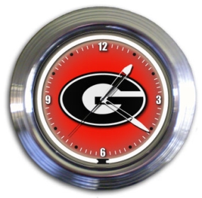 Georgia Bulldogs Chrome Neon Clock