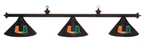 Miami Hurricanes Black 3 Shade Pool Table Light