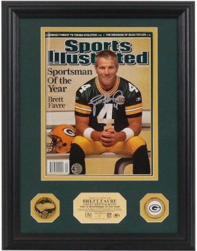 unknown Brett Favre Autographed NFL 2007 Sportsman of the Year SI I 24kt Gold Coin Photo Mint