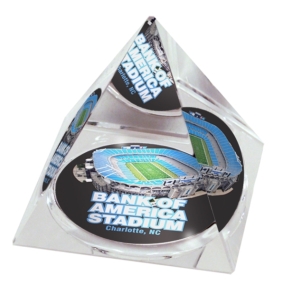 NCAA Oklahoma State University Cowboys logo in 2 Crystal Pyramid with Colored Windowed Gift Box