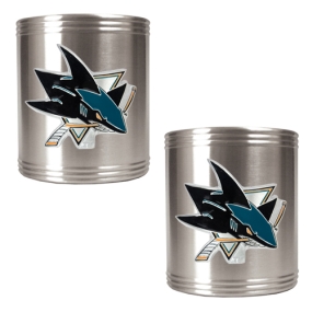 unknown San Jose Sharks 2pc Stainless Steel Can Holder Set- Primary Logo