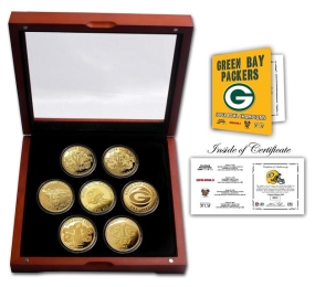 unknown Green Bay Packers 24KT Gold plated 7 Coin Super Bowl Champions Set