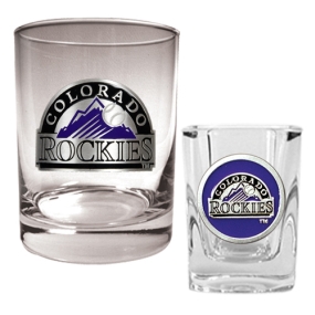 unknown Colorado Rockies Rocks Glass & Square Shot Glass Set