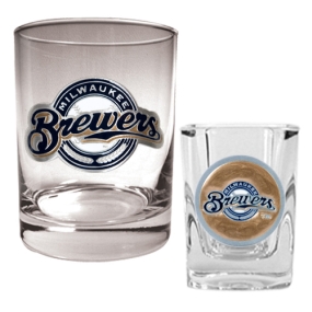 unknown Milwaukee Brewers Rocks Glass & Square Shot Glass Set