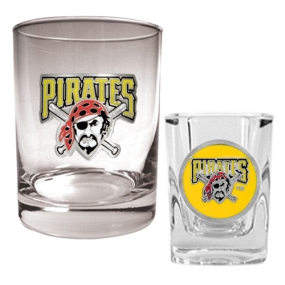 unknown Pittsburgh Pirates Rocks Glass & Square Shot Glass Set