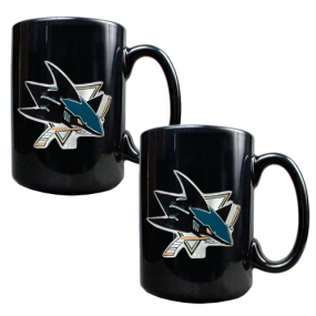 unknown San Jose Sharks 2pc Black Ceramic Mug Set