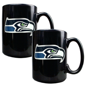unknown Seattle Seahawks 2pc Black Ceramic Mug Set