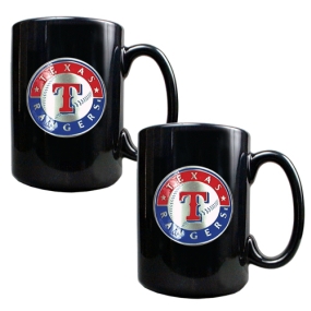 unknown Texas Rangers 2pc Black Ceramic Mug Set