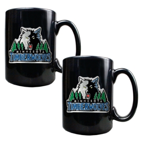 unknown Minnesota Timberwolves 2pc Black Ceramic Mug Set