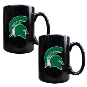 unknown Michigan State Spartans 2pc Black Ceramic Mug Set