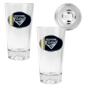 unknown San Diego Padres 2pc Pint Ale Glass Set with Baseball Bottom