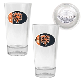 unknown Chicago Bears 2pc Pint Ale Glass Set with Football Bottom