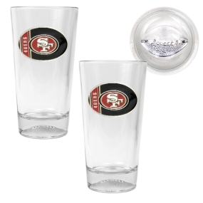 unknown San Francisco 49ers 2pc Pint Ale Glass Set with Football Bottom