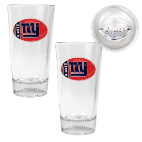 unknown New York Giants 2pc Pint Ale Glass Set with Football Bottom