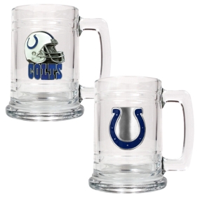 unknown Indianapolis Colts 2pc 15oz Glass Tankard Set
