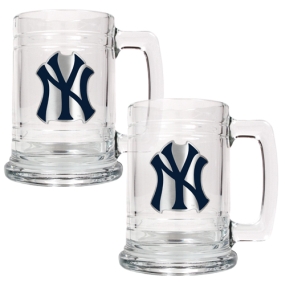 unknown New York Yankees 2pc 15oz Glass Tankard Set- Primary Logo