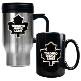 unknown Toronto Maple Leafs Stainless Steel Travel Mug & Black Ceramic Mug Set